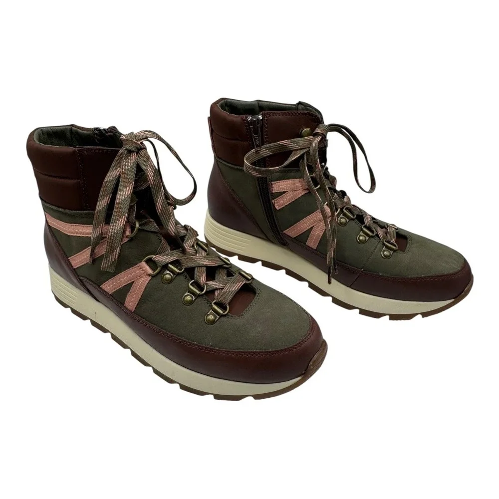 Alex Marie Boots Women 9 Green Thayla Leather Nubuck Lace Up Hiker Ankle Booties